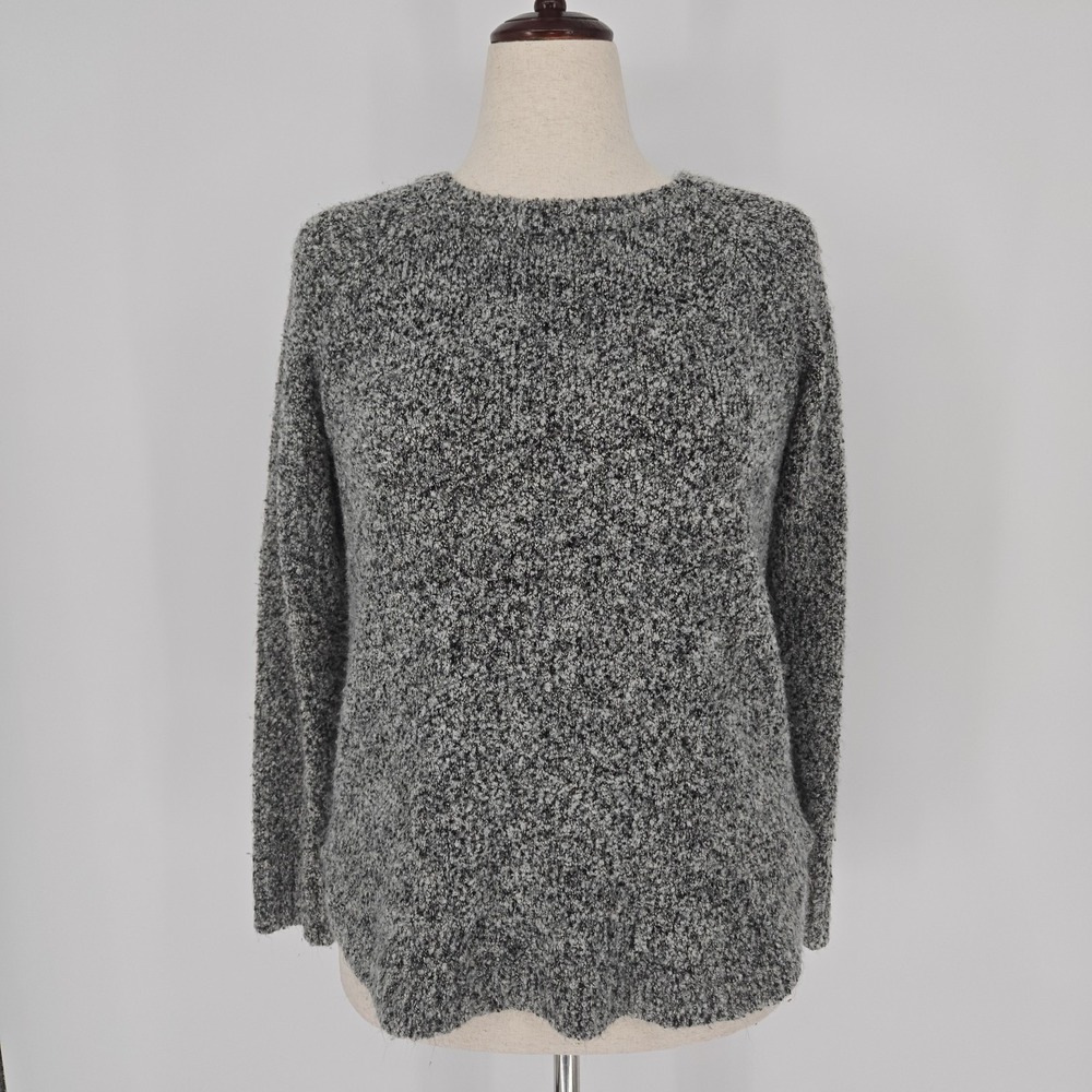 Jones‎ New York Sweater Womens Small Gray Heather Ribbed Hem & Cuff Long Sleeve